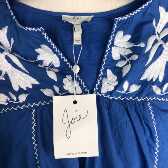Joie Clodagh Embroidered Peasant Top Tunic Sz S - Picture 8 of 14